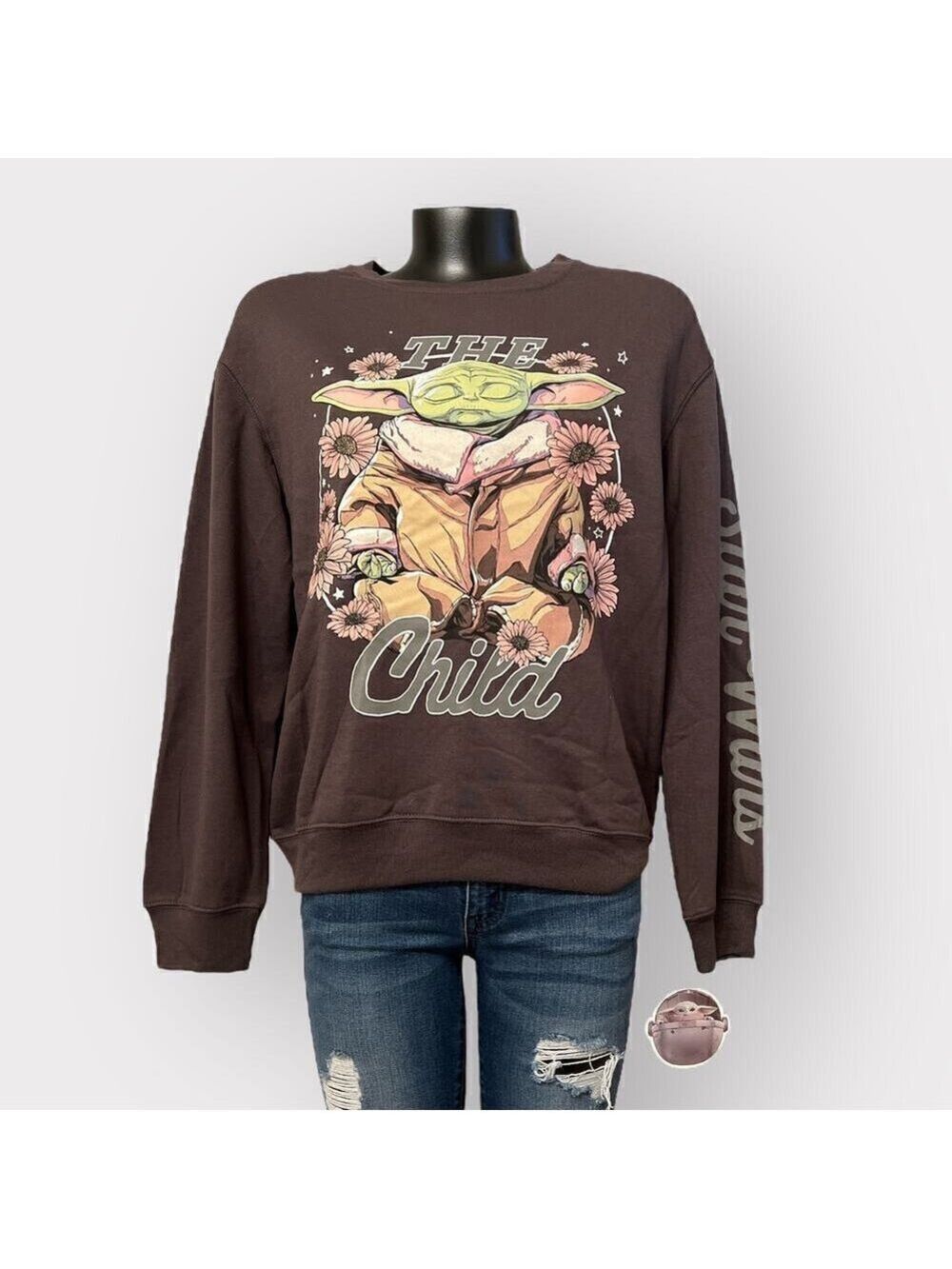 Disney Star Wars NEW Grogu Mandalorian Sweater Juniors M The Child Baby Yoda Top